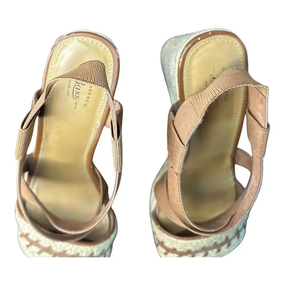 G.H Bass & co women’s size 8.5 espadrille heels brown with beige rope detail​​​
